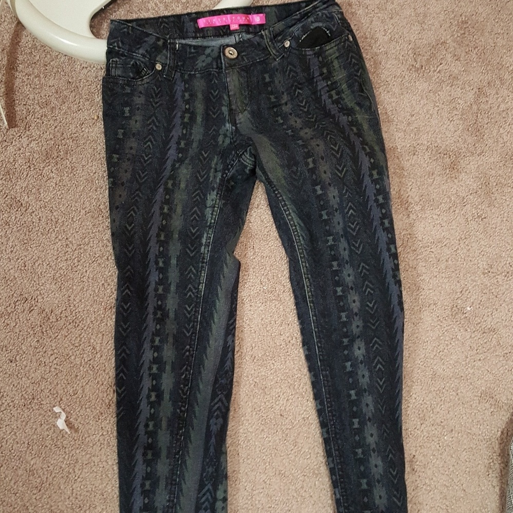 Deep emerald skinny jeans